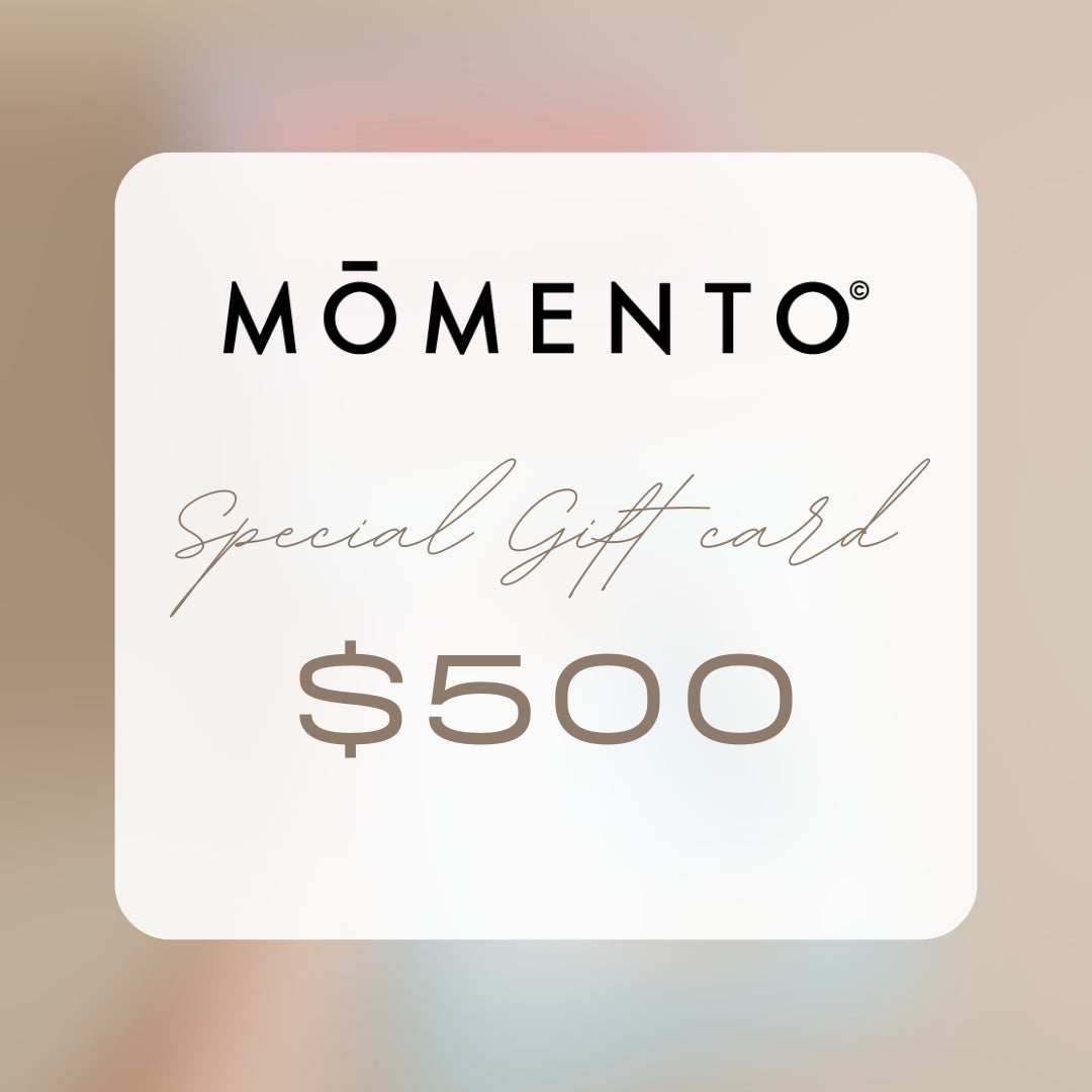Momento Special Gift Card worth $500 on a blurred background