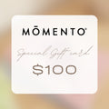 Momento $100 special gift card on a gradient background