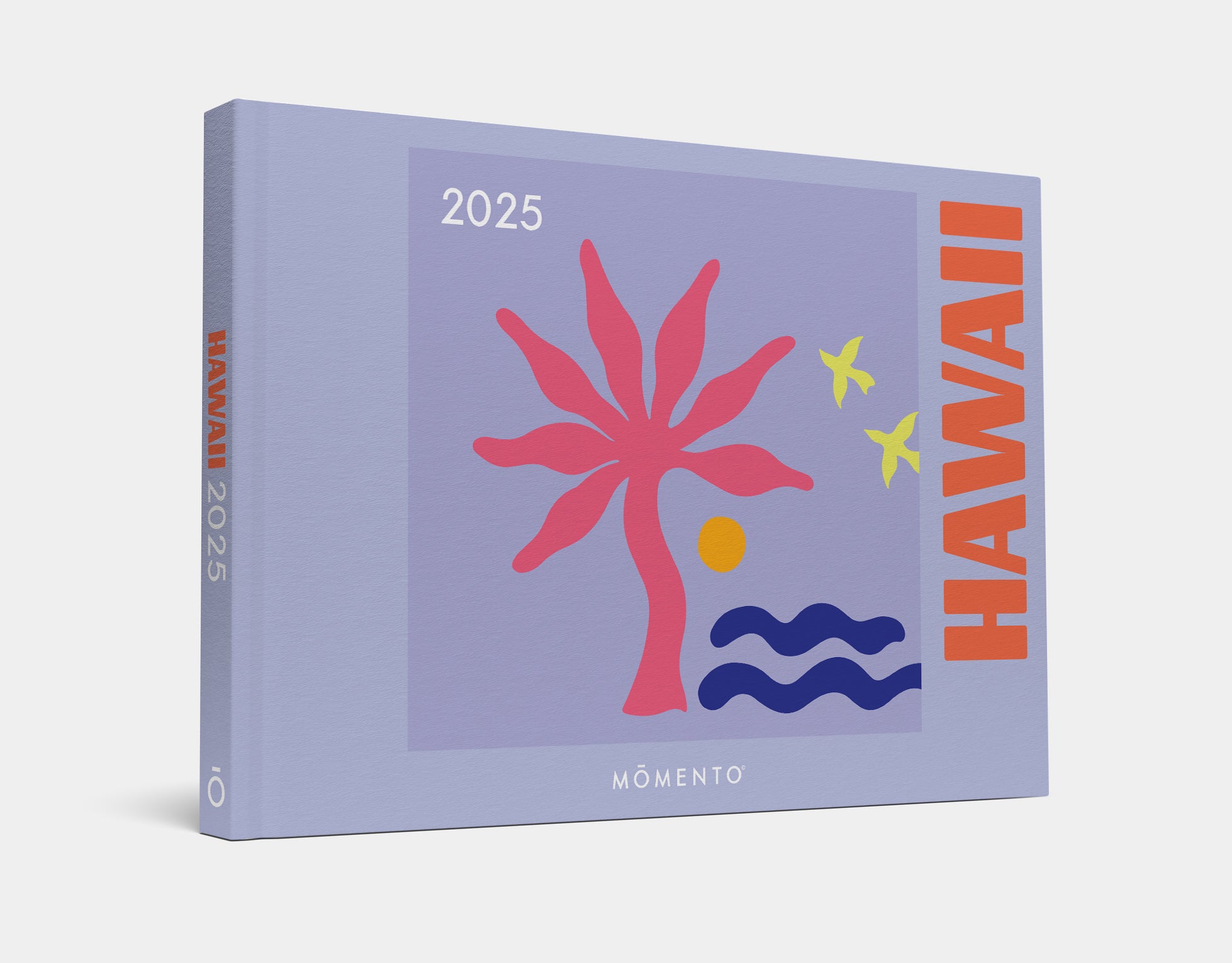 Hawaii-themed calendar with palm tree design on a light purple background