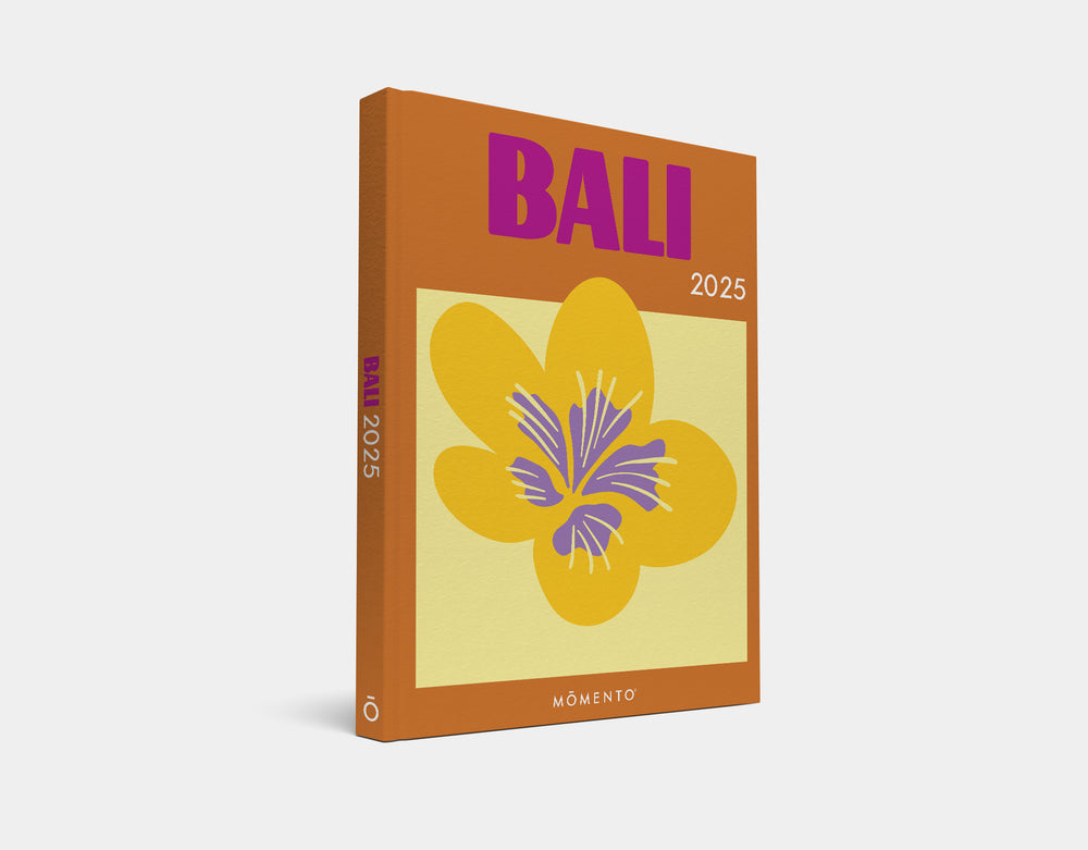 Book cover with 'Bali 2025' and a floral design on a white background