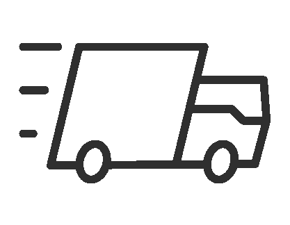 Icon of a delivery truck with speed lines